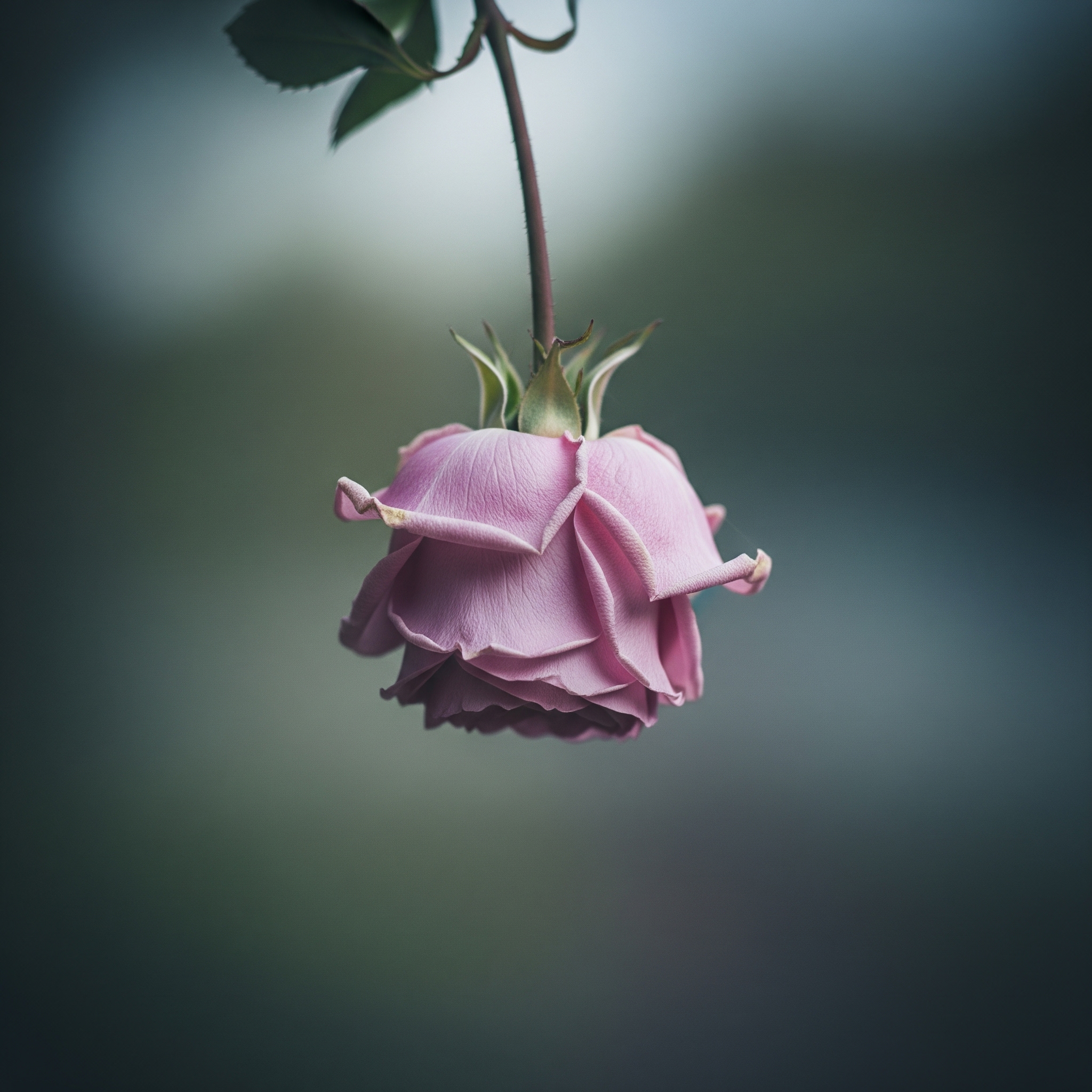 Rosa rosa hängt nach unten